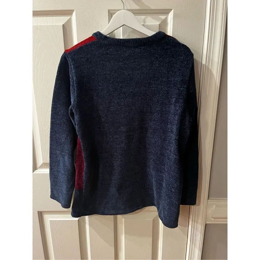 Vintage St. Charles France Velour Color Block Crew Neck Acrylic Sweater sz M EUC - Picture 5 of 6